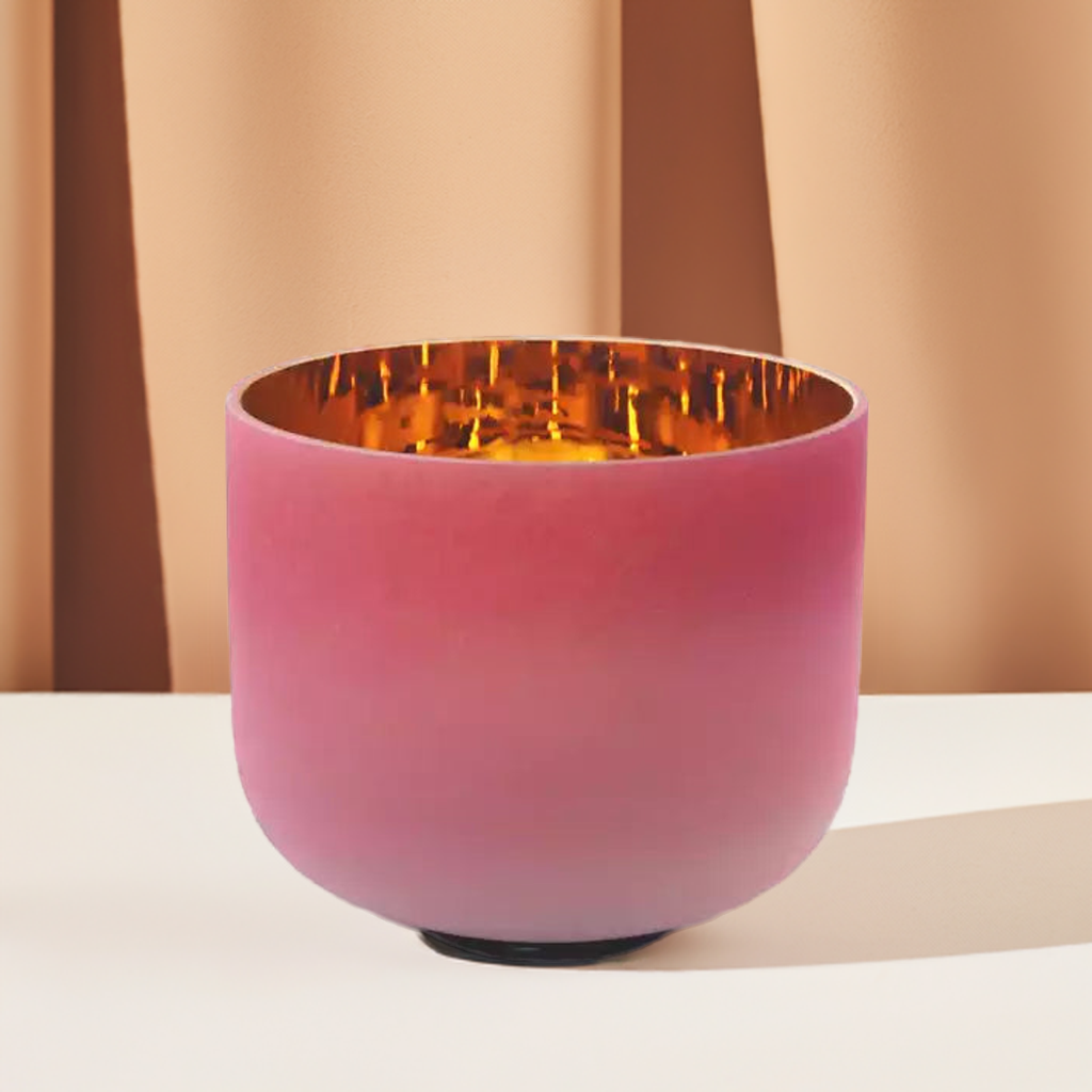 24K Frost Rose Pink Crystal Bowl | ✸ 10” F | 432hz or 440hz