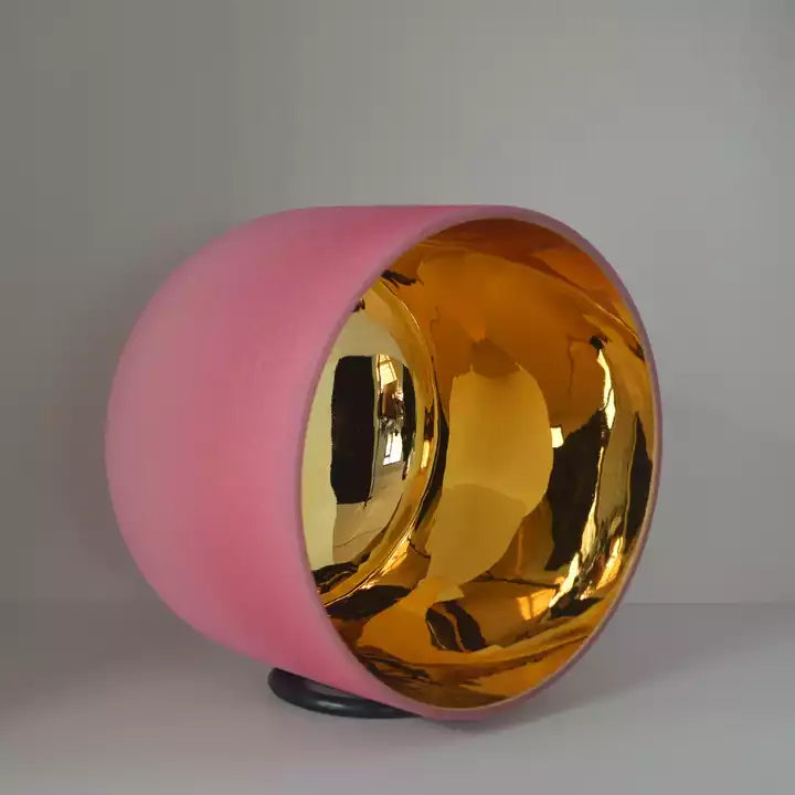 24K Frost Rose Pink Crystal Bowl | ✸ 9” F | 432hz or 440hz - Alchemy of Quartz