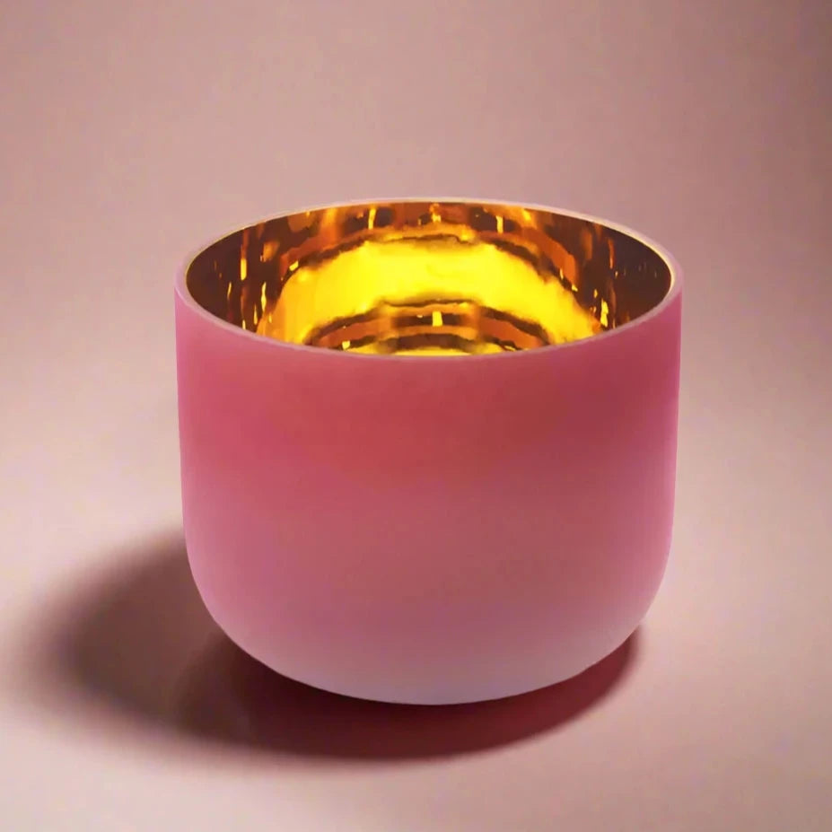24K Frost Rose Pink Crystal Bowl | ✸ 9” F | 432hz or 440hz - Alchemy of Quartz