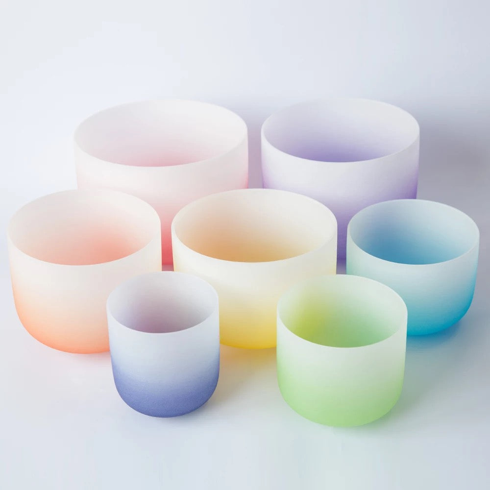Rainbow Ombra Classic Crystal Singing Bowl | ✸ 6” to 22” | 432hz or 440hz - Alchemy of Quartz