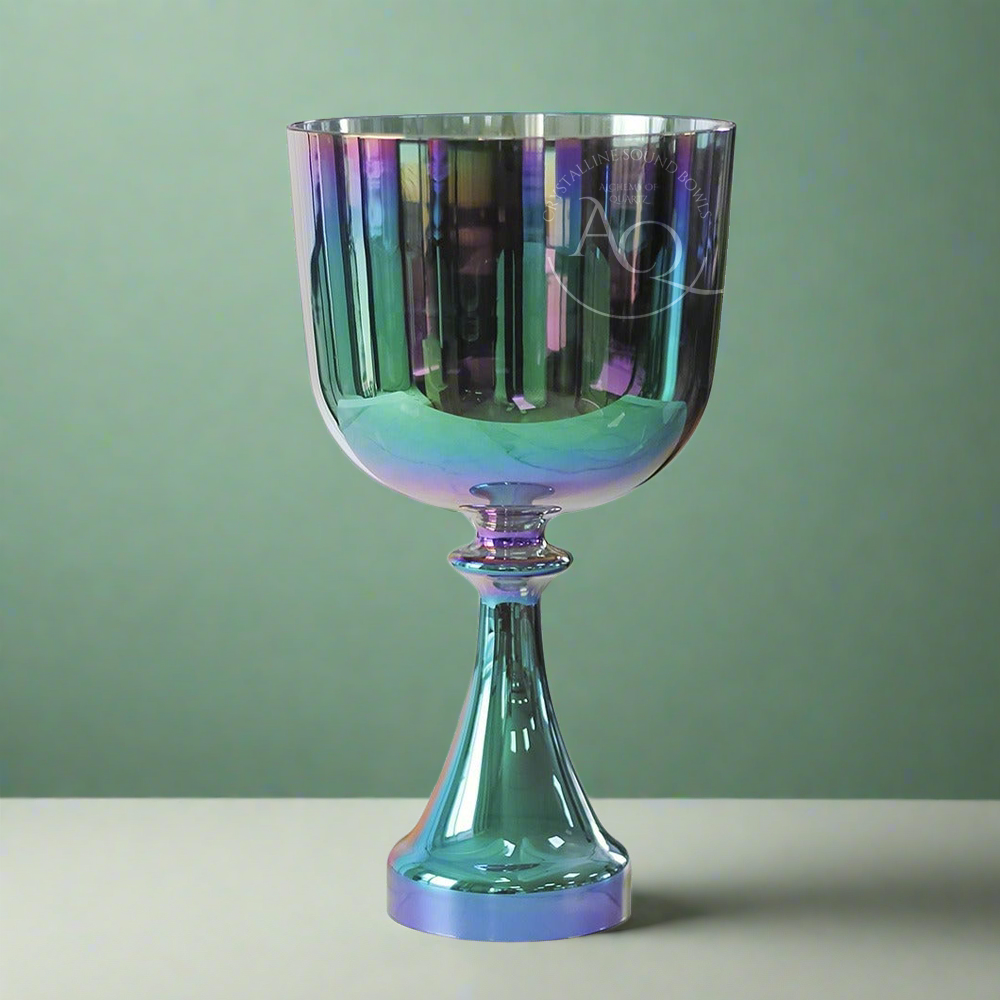 Emerald Aura Crystal Chalice ✸ Custom Laser Design Singing Bowl Maji Grail | Sonic Alchemy Healing & 15D Meditation