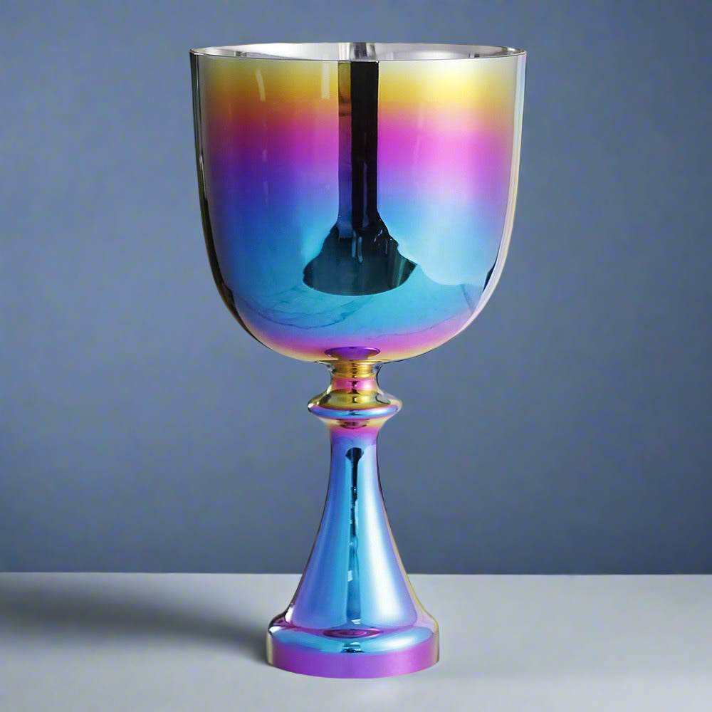 Indigo Flame Crystal Chalice ✸ Custom Laser Design Singing Bowl Maji Grail | Sonic Alchemy Healing & 15D Meditation Aurora KATHARA Arts