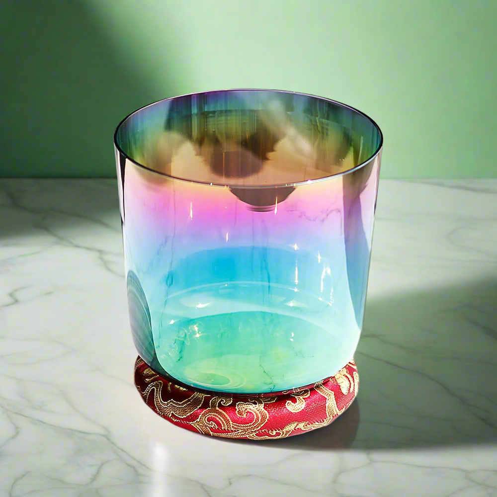 Emerald Aura Crystal Chalice ✸ Custom Laser Design Singing Bowl Maji Grail | Sonic Alchemy Healing & 15D Meditation