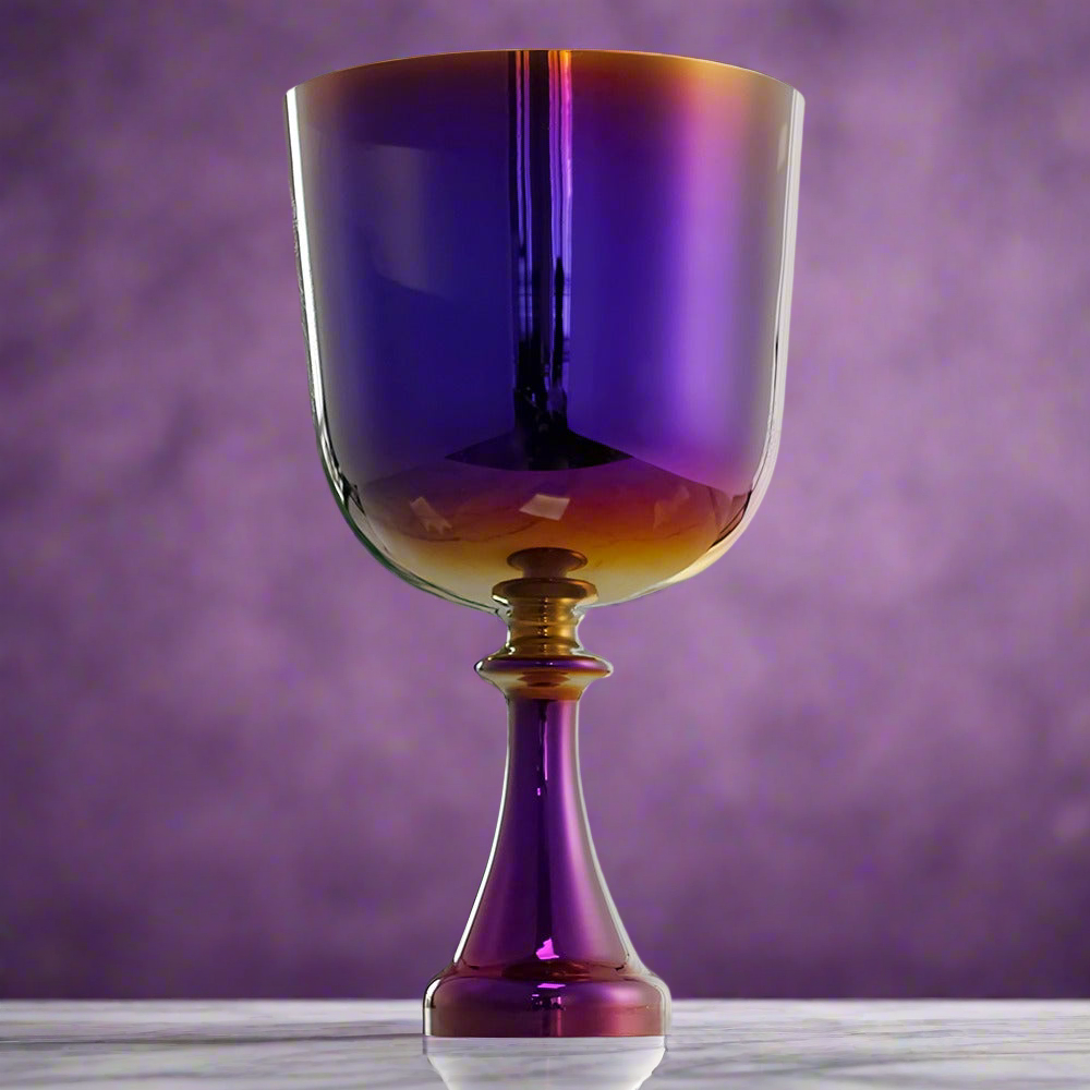 Violet Flame Keeper Crystal Chalice ✸ Custom Laser Design Singing Bowl Maji Grail | Sonic Alchemy Healing & 15D Meditation