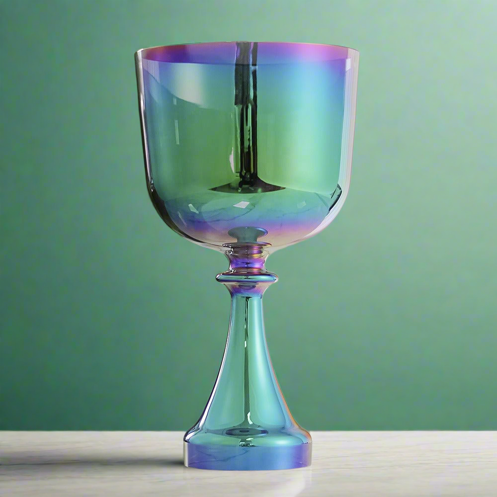 Emerald Aura Crystal Chalice ✸ Custom Laser Design Singing Bowl Maji Grail | Sonic Alchemy Healing & 15D Meditation