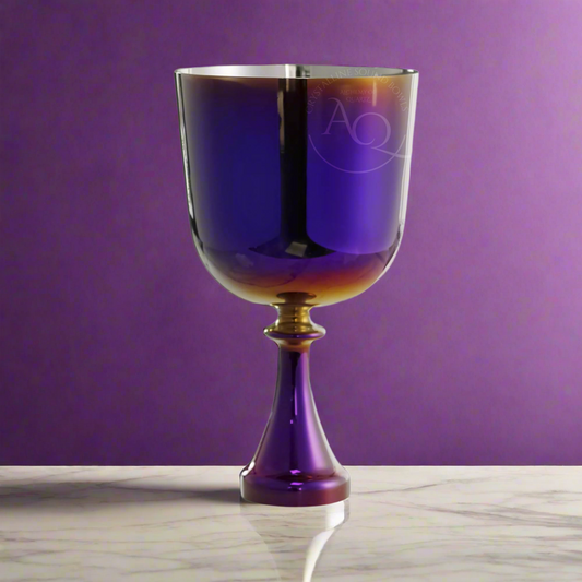 Violet Flame Keeper Crystal Chalice ✸ Custom Laser Design Singing Bowl Maji Grail | Sonic Alchemy Healing & 15D Meditation