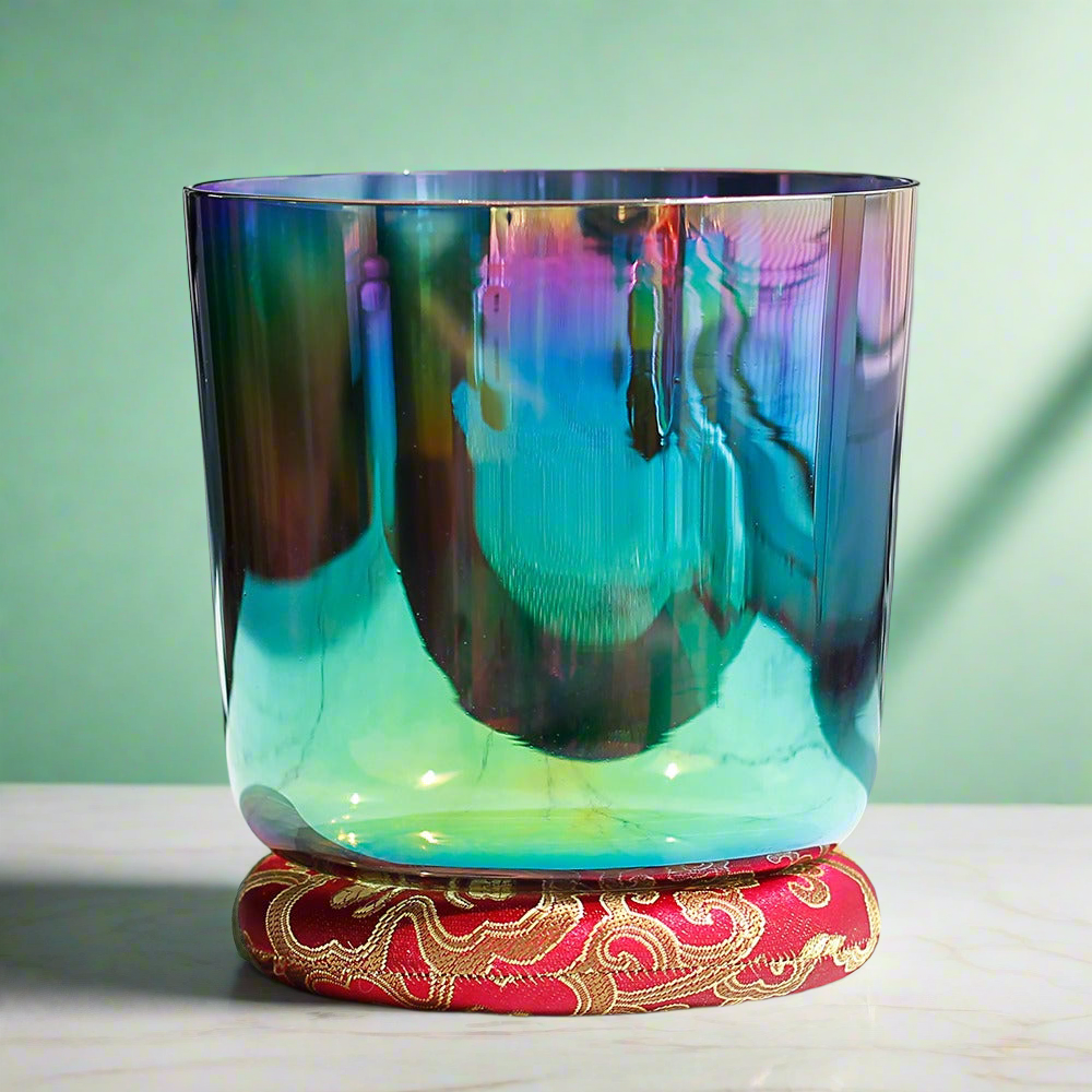 Emerald Aura Crystal Chalice ✸ Custom Laser Design Singing Bowl Maji Grail | Sonic Alchemy Healing & 15D Meditation