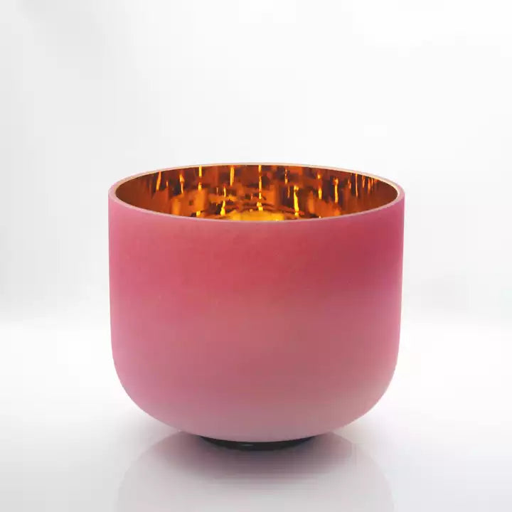 24K Frost Rose Pink Crystal Bowl | ✸ 9” F | 432hz or 440hz - Alchemy of Quartz 
