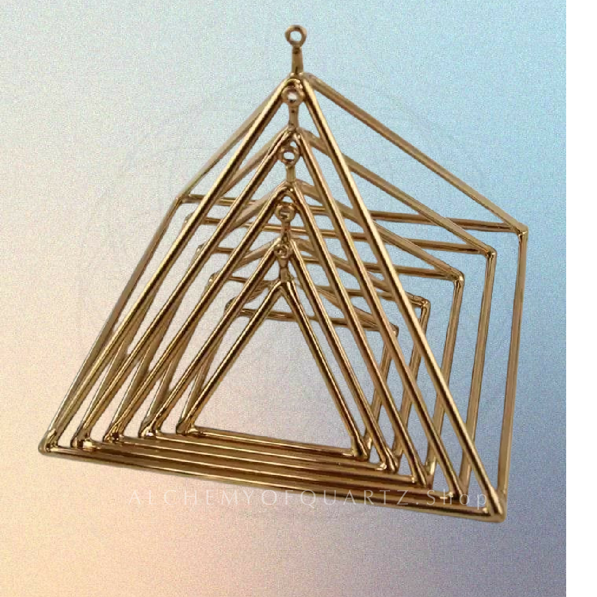 7” 24K Gold Quartz Singing Pyramid - Alchemy of Quartz 