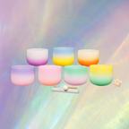 7pc Frosted Rainbow Quartz Singing Bowl ✸ 6” to 12” | 432hz or 440hz - Alchemy of Quartz 